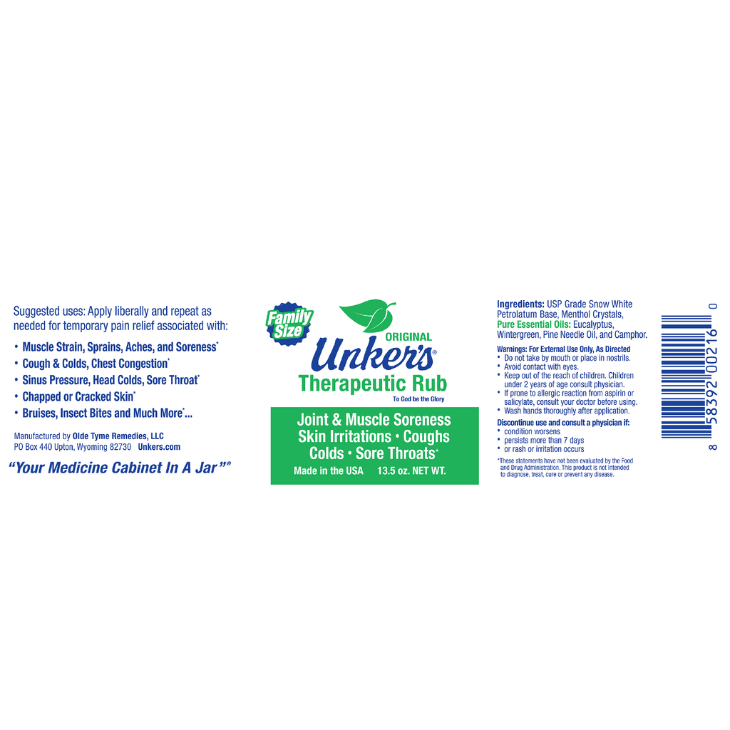 Case Unker's Therapeutic Rub | 13.5 oz. Label